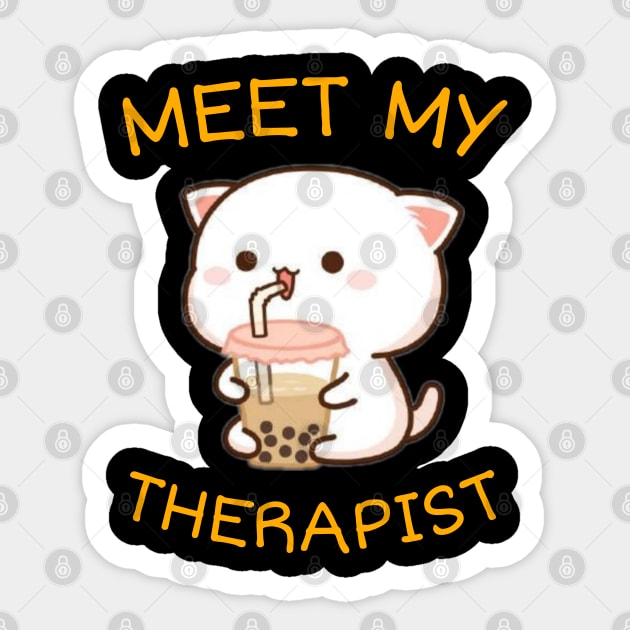 My Cat Is My Therapist Graphi Sticker by see mee